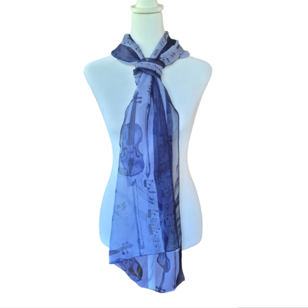 Violin Lightweight Purple Scarf W Music Notes Job Women's